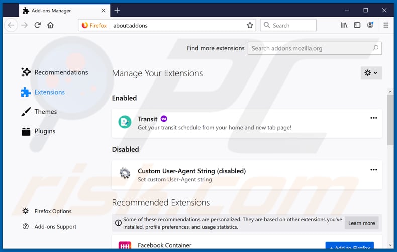 Eliminando las extensiones relacionadas a mypdf-search.com de Mozilla Firefox