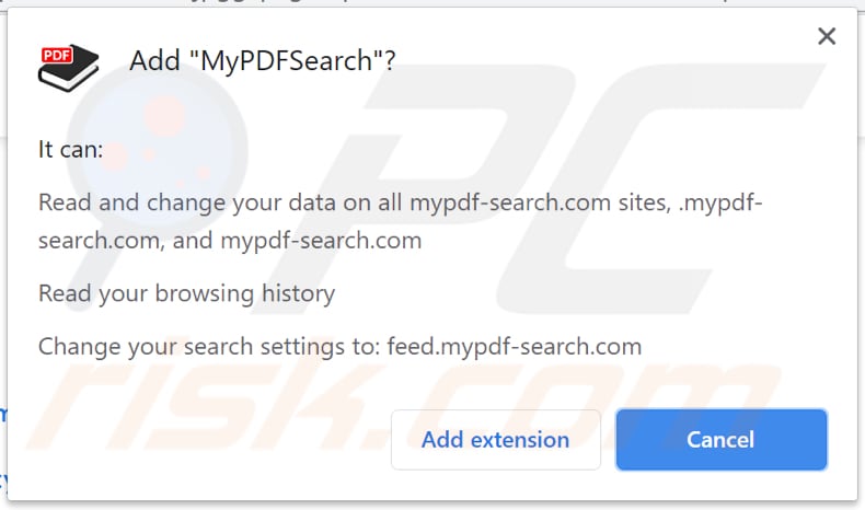 Notificación del secuestrador de navegador MyPDFSearch