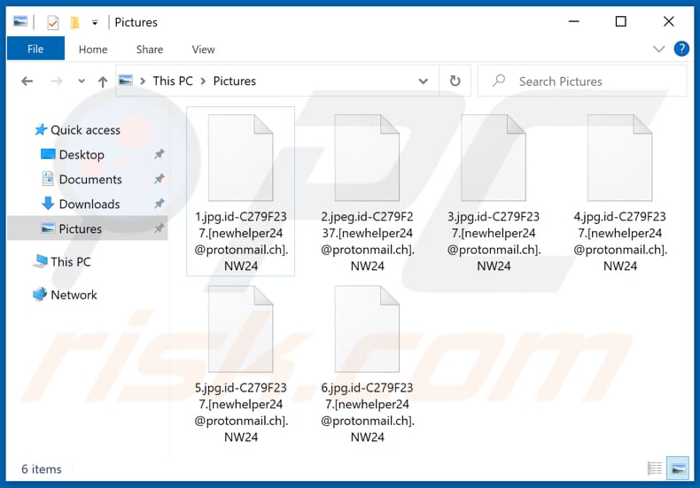 Archivos encriptados por el ransomware NW24 (extensión .NW24)