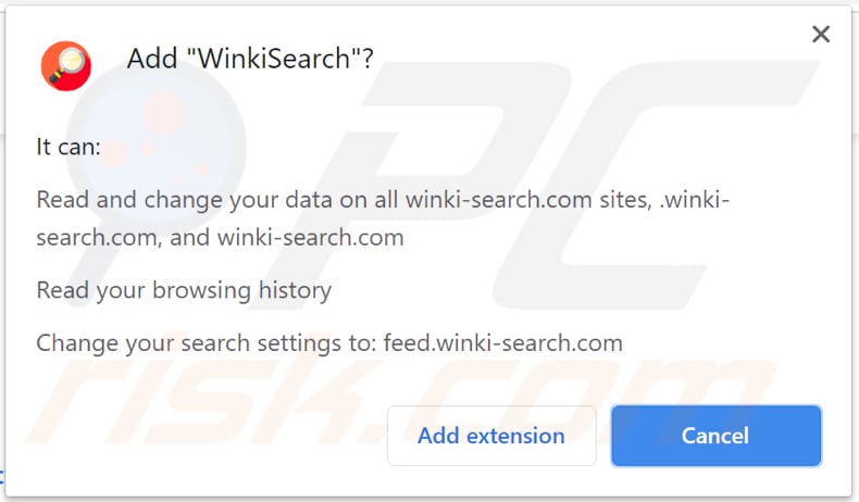 Notificación del secuestrador de navegador WinkiSearch