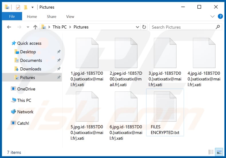 Archivos encriptados por el ransomware Xati (extensión .xati)