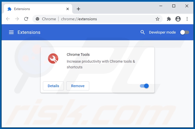 Eliminando los anuncios de Chrome Tools de Google Chrome paso 2