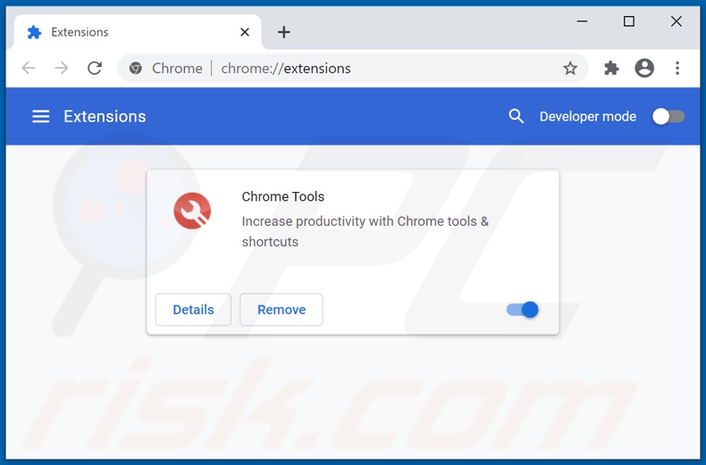 Eliminando los anuncios de Chrome Tools de Google Chrome paso 2