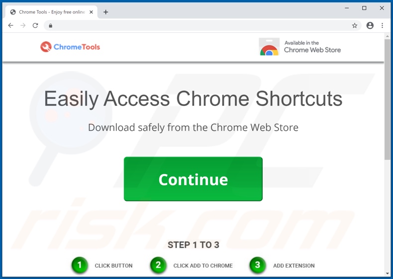 Sitio web que promociona el adware 