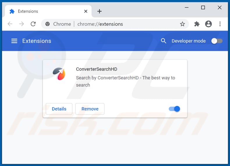 Eliminando las extensiones de Google Chrome relacionadas con convertersearchhd.com