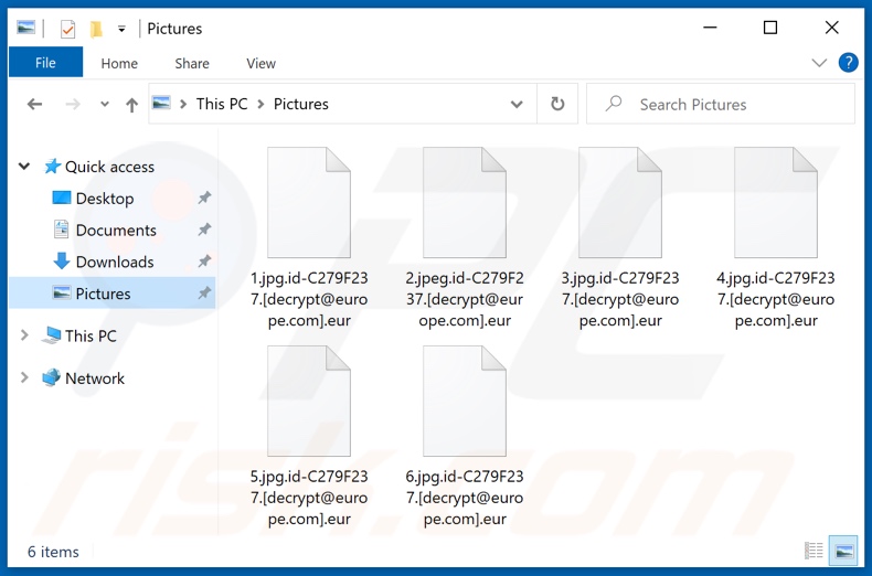 Archivos encriptados por el ransomware Eur (extensión .eur)