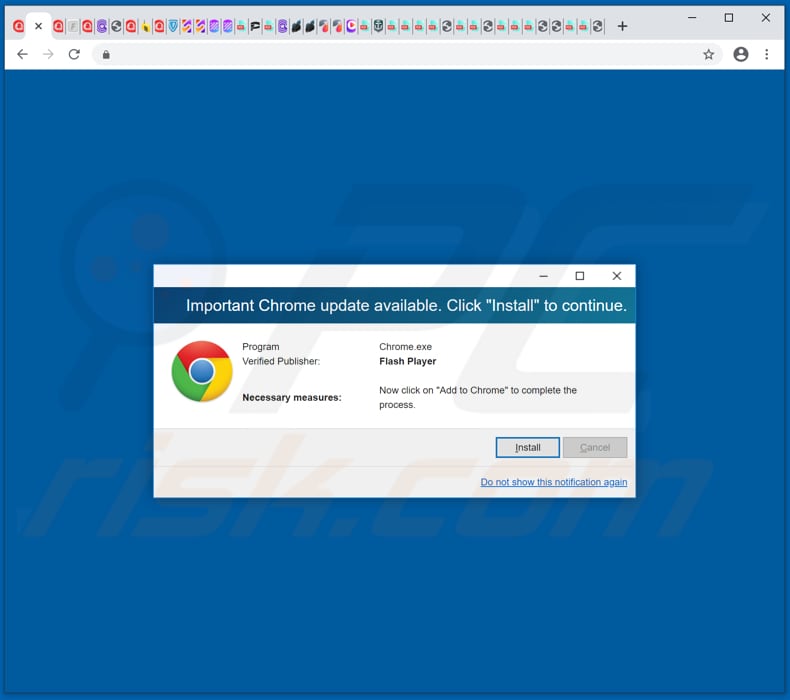 Sitio web engañoso de descarga de adware 