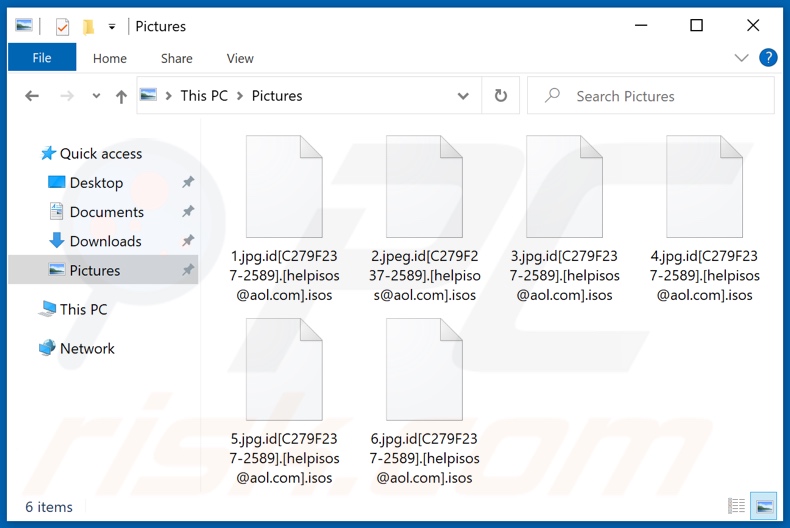 Archivos encriptados por el ransomware Isos (extensión .isos)
