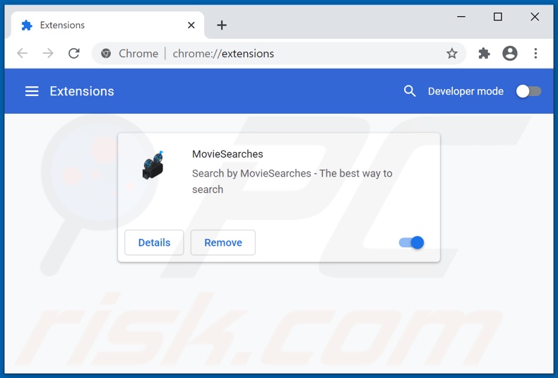 Eliminando las extensiones de Google Chrome relacionadas con movie-searches.com