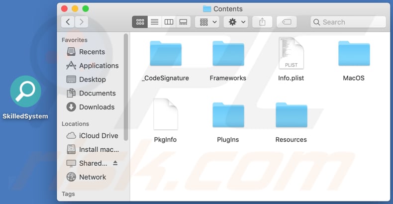 Contenido de la carpeta del adware SkilledSystem