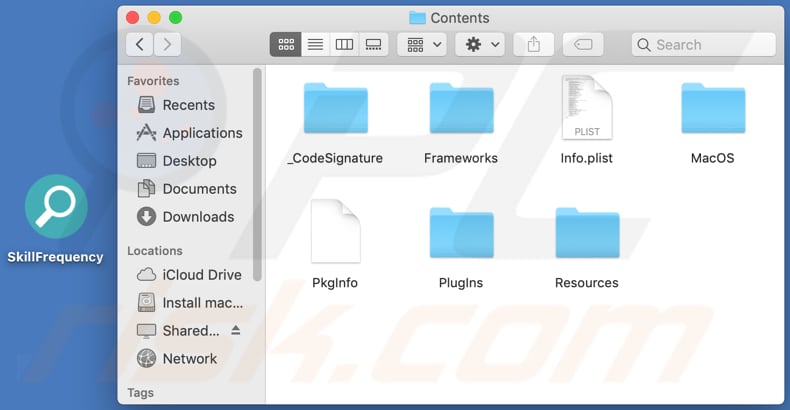 Contenido de la carpeta del adware SkillFrequency