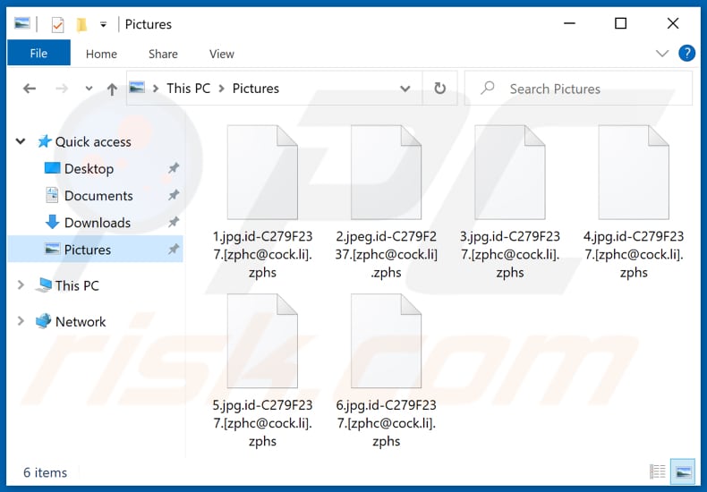 Archivos encriptados por el ransomware Zphs (extensión .Zphs)