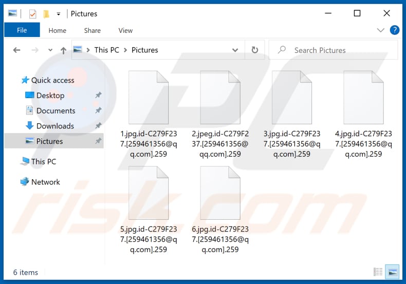 Archivos encriptados por el ransomware 259 (extensión .259)