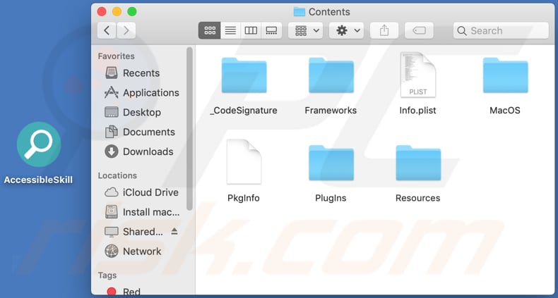 Contenido de la carpeta del adware AccessibleSkill
