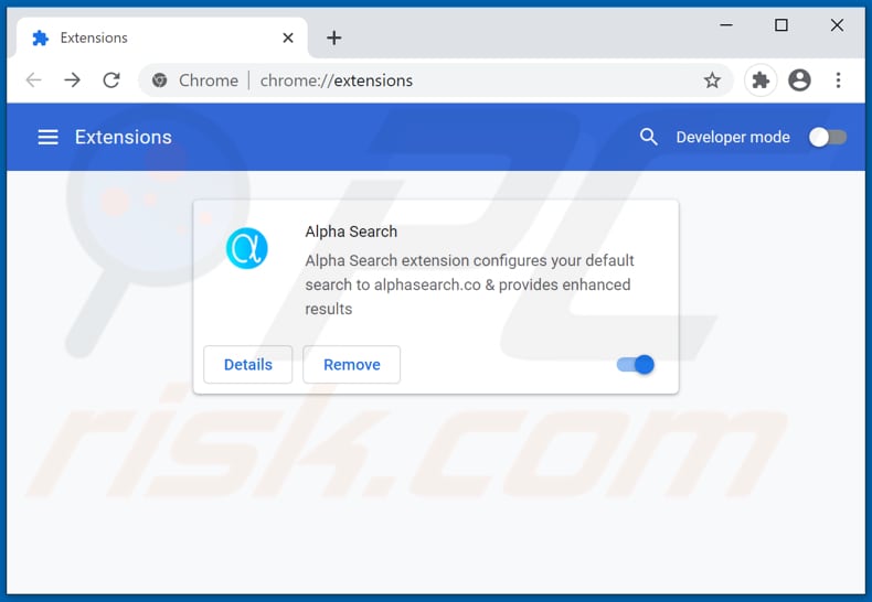 Cómo eliminar las extensiones de Google Chrome relacionadas con alphasearch.co