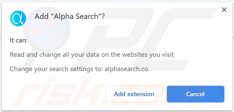 notificación del secuestrador del navegador alpha search