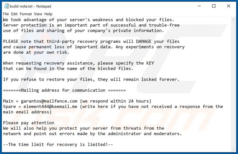 Captcha Ransomware desencripta las instrucciones (build note.txt)