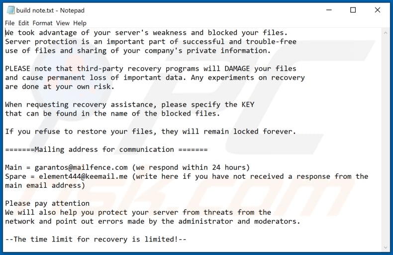Captcha Ransomware desencripta las instrucciones (build note.txt)