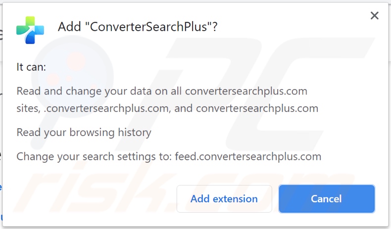 Secuestrador de navegadores ConverterSearchPlus solicitando permisos