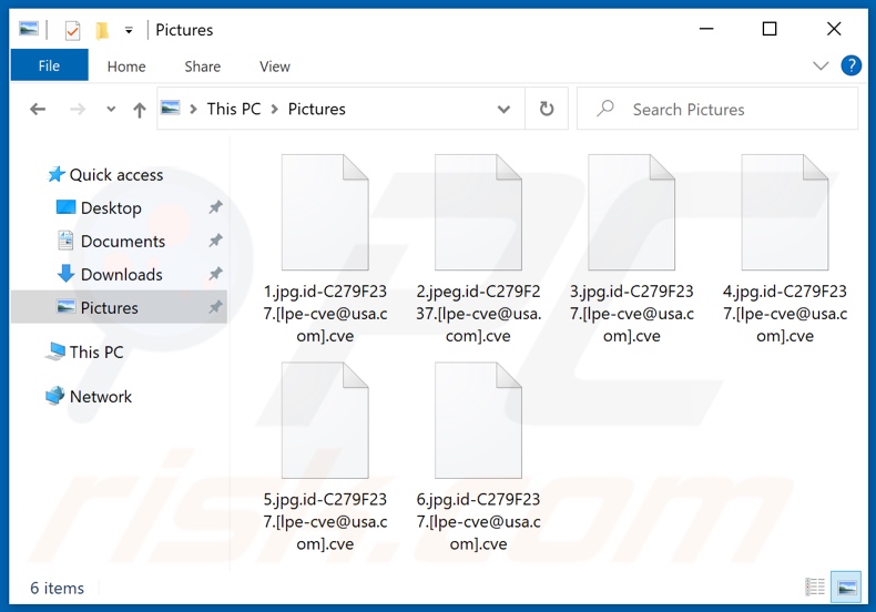 Archivos encriptados por el ransomware Cve (extensión .cve)