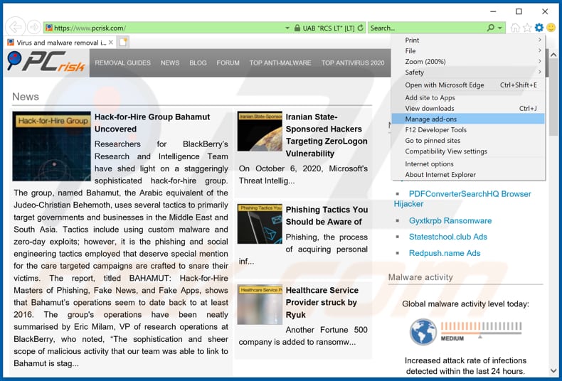 Eliminando los anuncios de Important Security Alert! de Internet Explorer paso 1