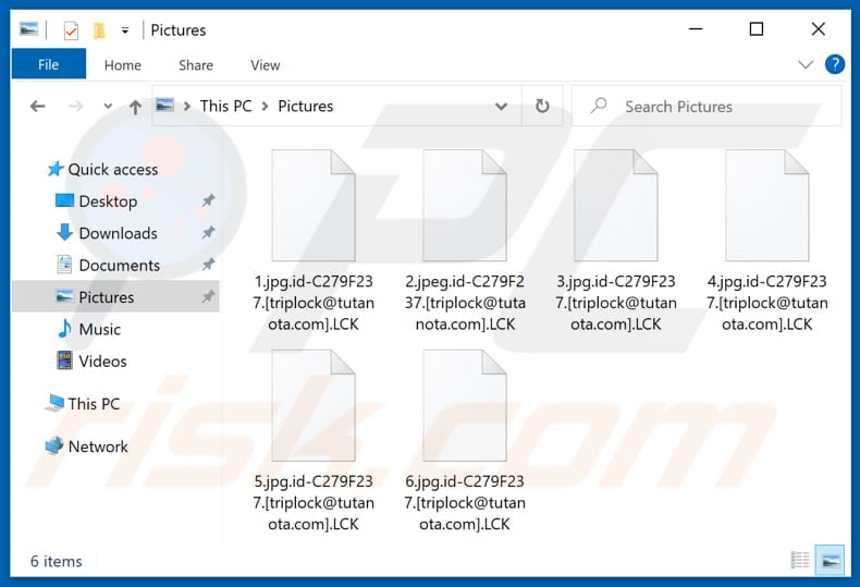 Archivos encriptados por el ransomware LCK (extensión .LCK)