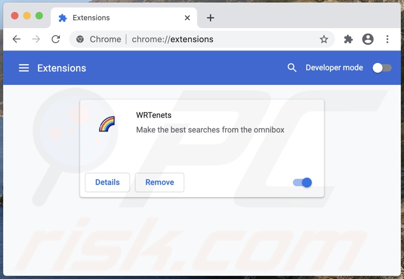 Searchnets.xyz que promueve el secuestrador de navegador instalado en Chrome