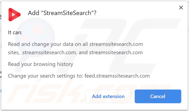 Secuestrador de navegadores StreamSiteSearch que solicita permisos