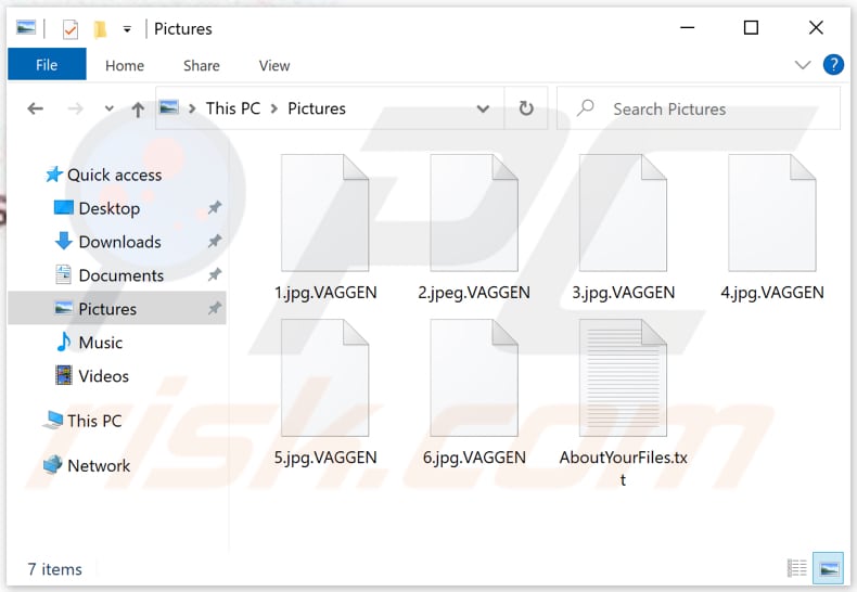 Archivos encriptados por el ransomware VAGGEN (extensión .VAGGEN)