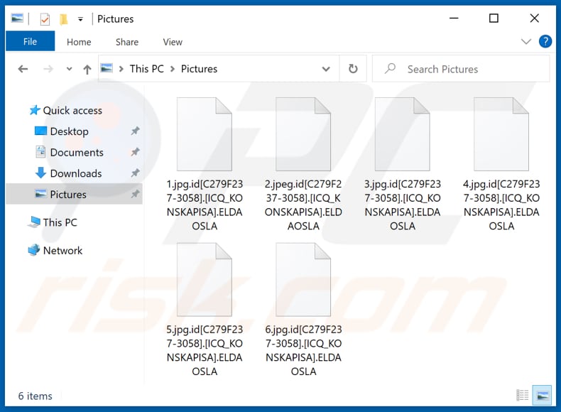 Archivos encriptados por el ransomware ELDAOSLA (extensión .ELDAOSLA)