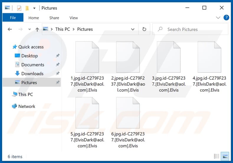 Archivos encriptados por el ransomware Elvis (extensión .Elvis)