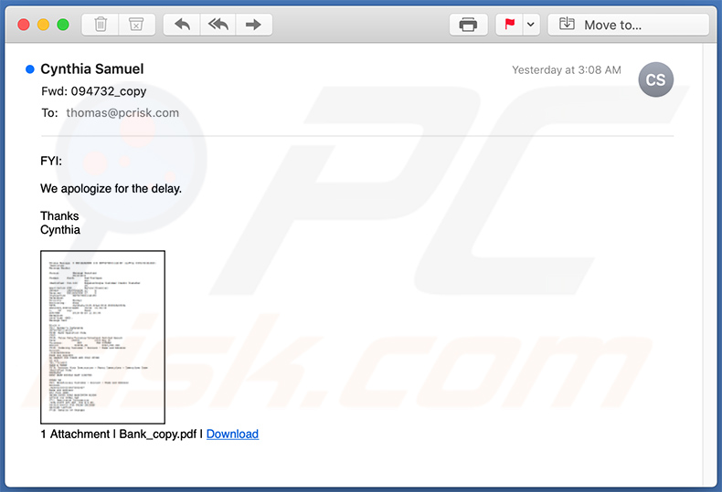 Email no deseado utilizado para promover el sitio web de phishing festivo.fi