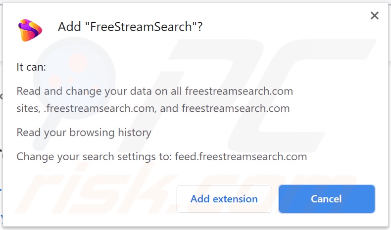 Secuestrador de navegador FreeStreamSearch solicitando varios permisos