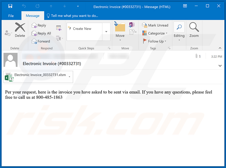 Email no deseado con temática de facturas utilizado para difundir un documento malicioso de MS Excel que inyecta el malware Dridex en el sistema