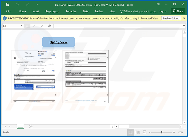 Documento malicioso de MS Excel utilizado para difundir el malware Dridex