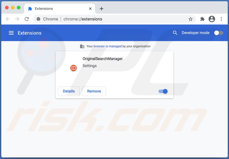Extensión de Chrome del secuestrador de navegador OriginalSearchManager