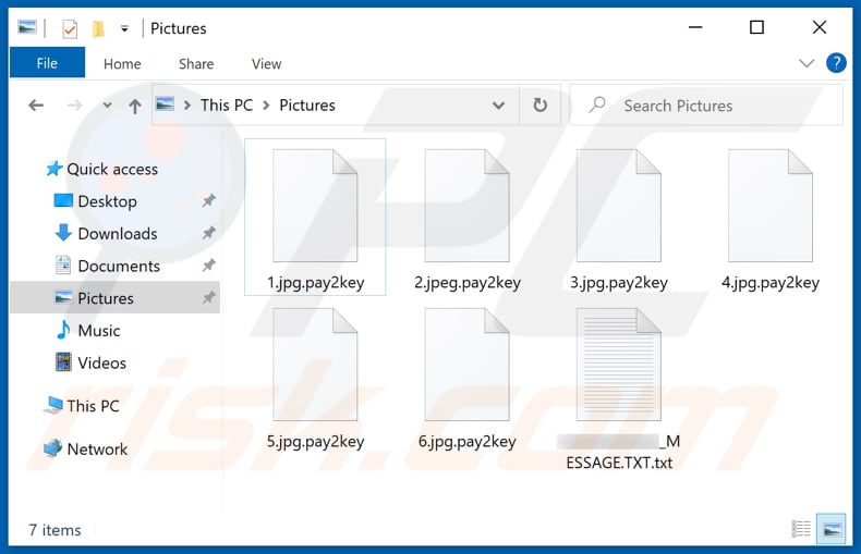 Archivos encriptados por el ransomware Pay2Key (extensión .pay2key)