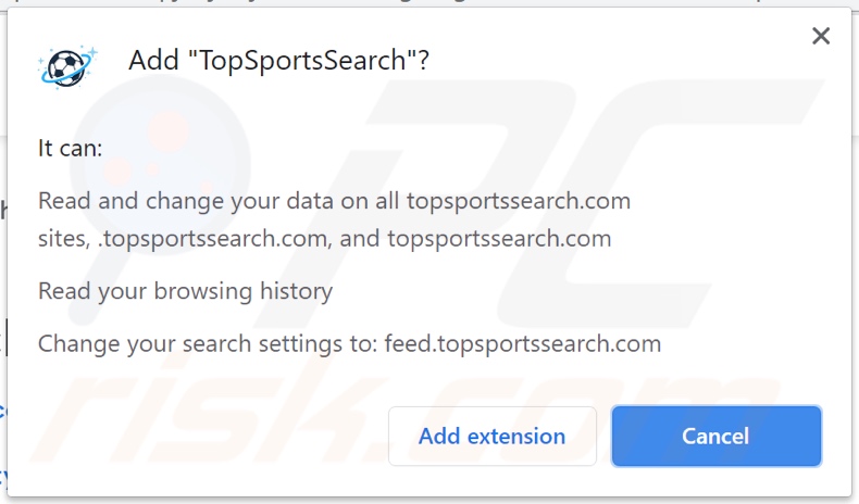 Secuestrador de navegador TopSportsSearch que solicita permisos