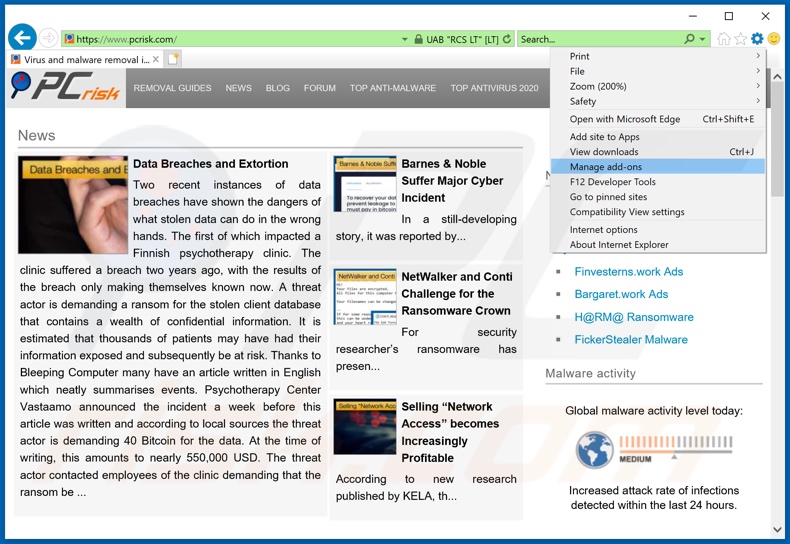 Eliminando los anuncios de WikiNow de Internet Explorer paso 1