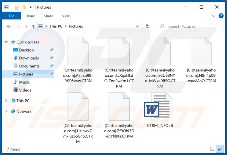 Archivos encriptados por el ransomware CTRM (extensión .CTRM)