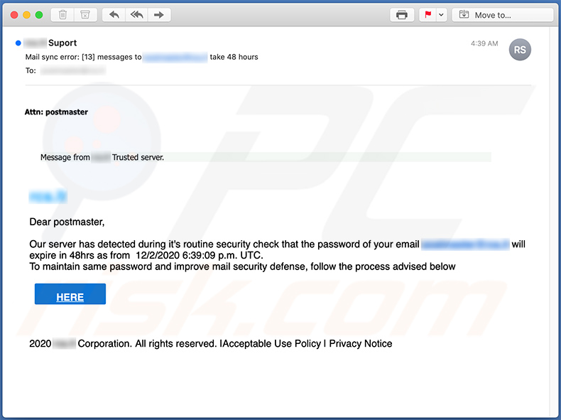 Email no deseado utilizado para promocionar un sitio web de phishing (2020-12-03)