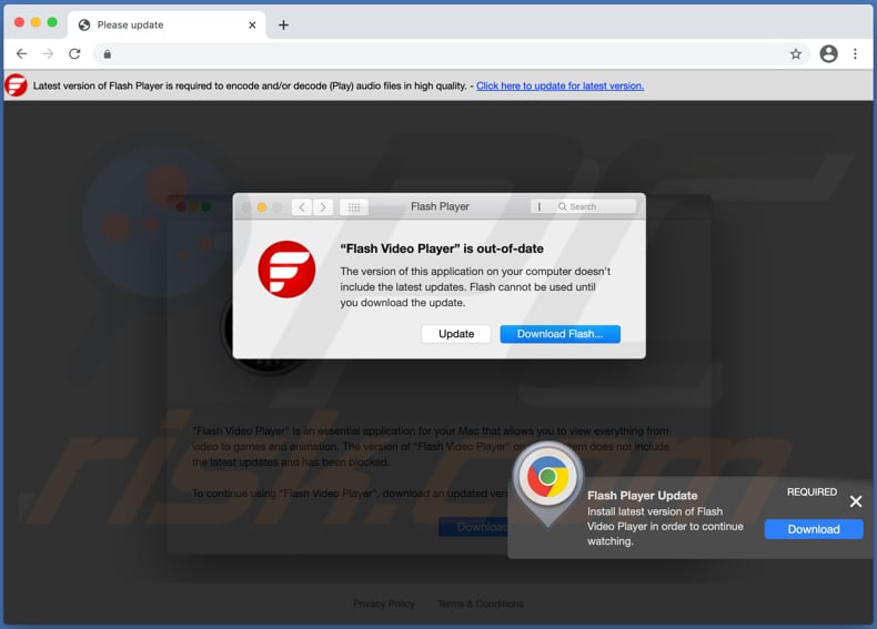 Sitio web dudoso utilizado para promocionar el adware FlashPVideo