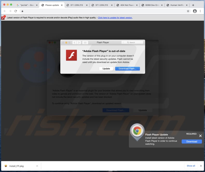 Sitio web dudoso utilizado para promocionar el adware FPVideo