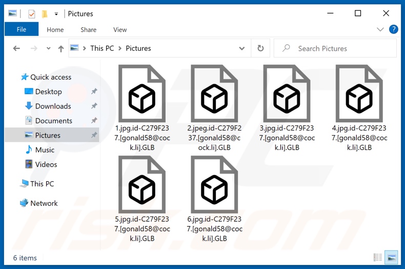 Archivos encriptados por el ransomware GLB (extensión .GLB)