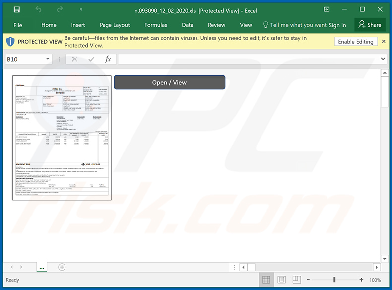 Documento malicioso de MS Excel utilizado para inyectar malware Dridex en el sistema
