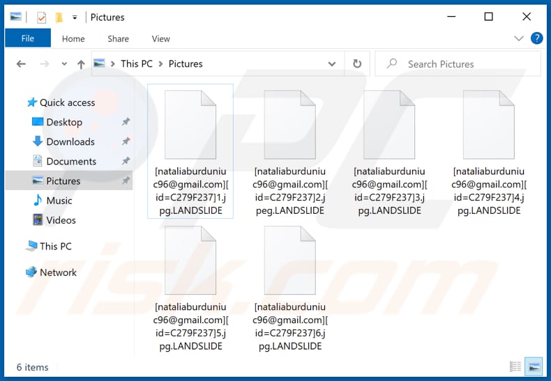 Archivos encriptados por el ransomware LANDSLIDE (extensión .LANDSLIDE)