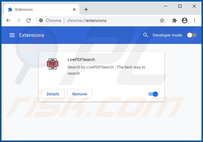 Eliminando las extensiones de Google Chrome relacionadas con livepdfsearch.com