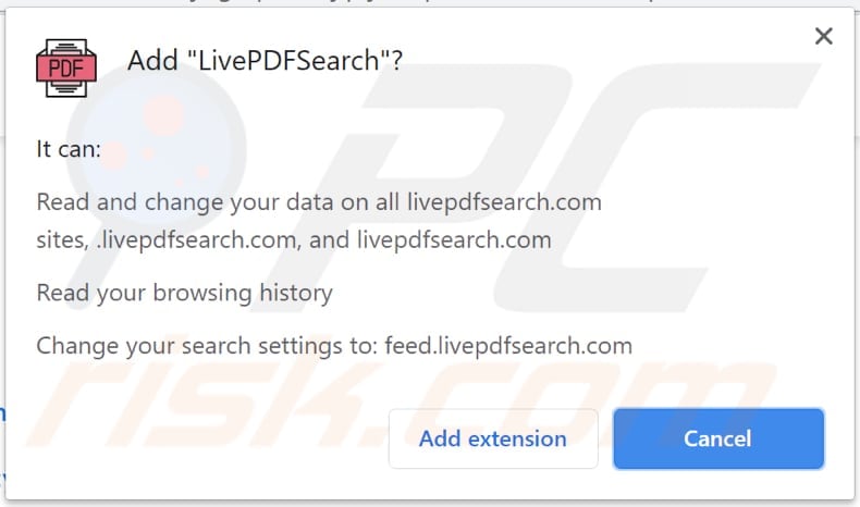 Notificación del secuestrador de navegador LivePDFSearch