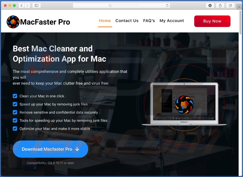 Sitio web utilizado para promover la PUA 