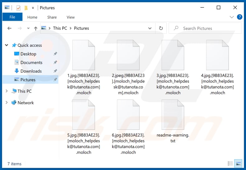 Archivos encriptados por el ransomware Moloch (extensión .moloch)